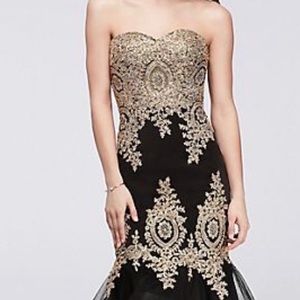 New formal dress size 10 color gold and black